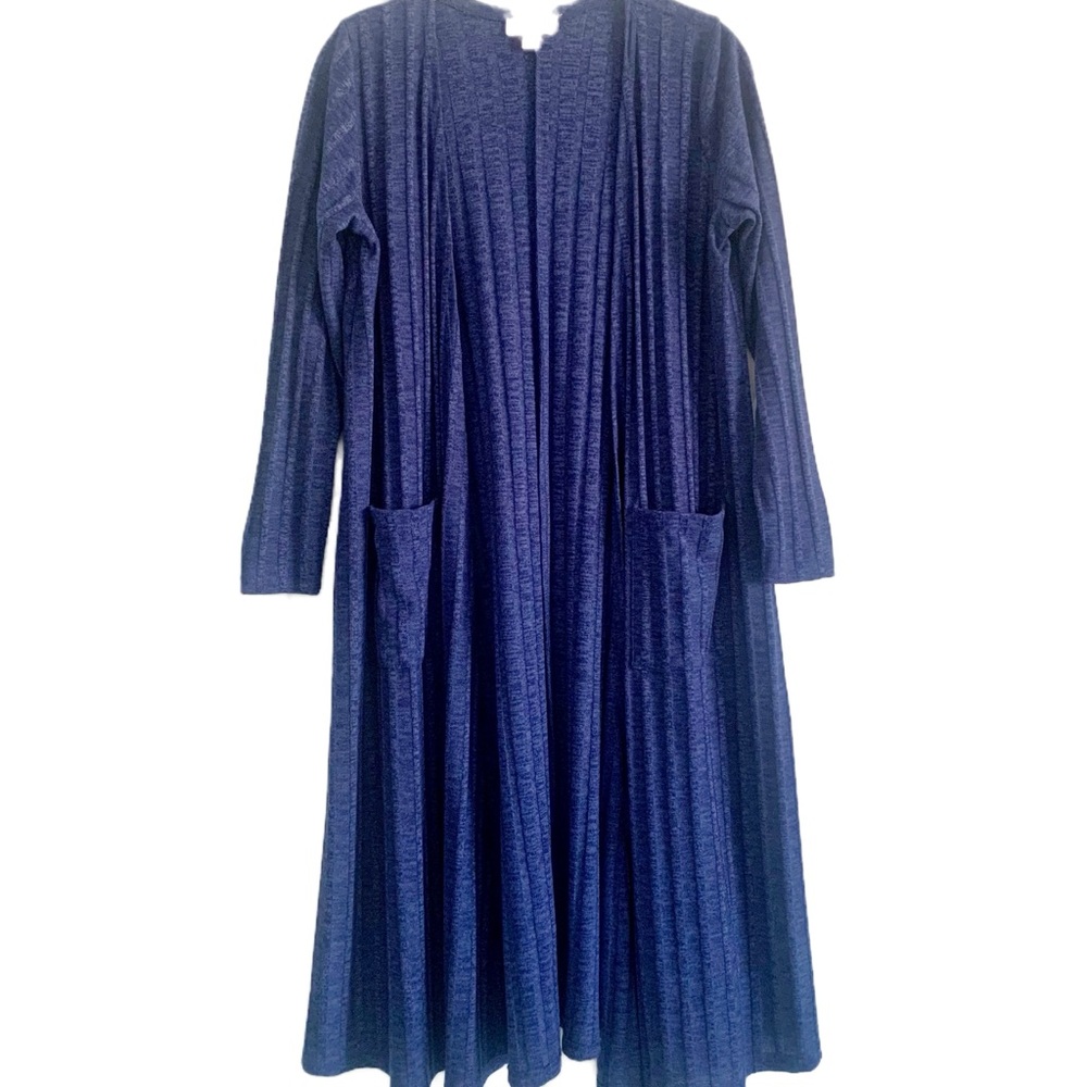 LuLaRoe Sarah Elegant Blue Cardigan Midi Duster Size Small